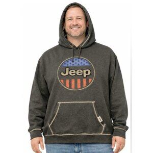 JEDCO Jeep Hoodie 2XL Vintage USA Flag Logo Pullover Fleece Graphic Americana